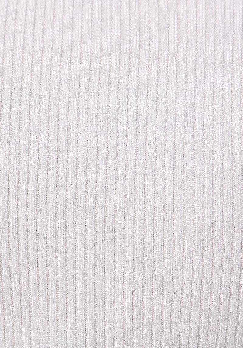 Regular Fit Shirt Neck Ekoseli Kadın Beyaz Uzun Kol Gömlek