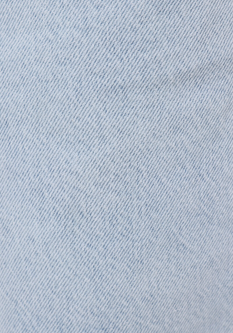 Mom Fit Yüksek Bel Düz Kadın İndigo Jean Şort