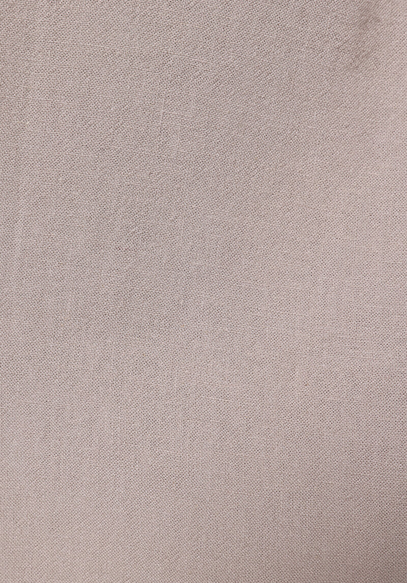 Relaxed Fit Shirt Neck Düz Kadın Bej ¾ Kol Gömlek