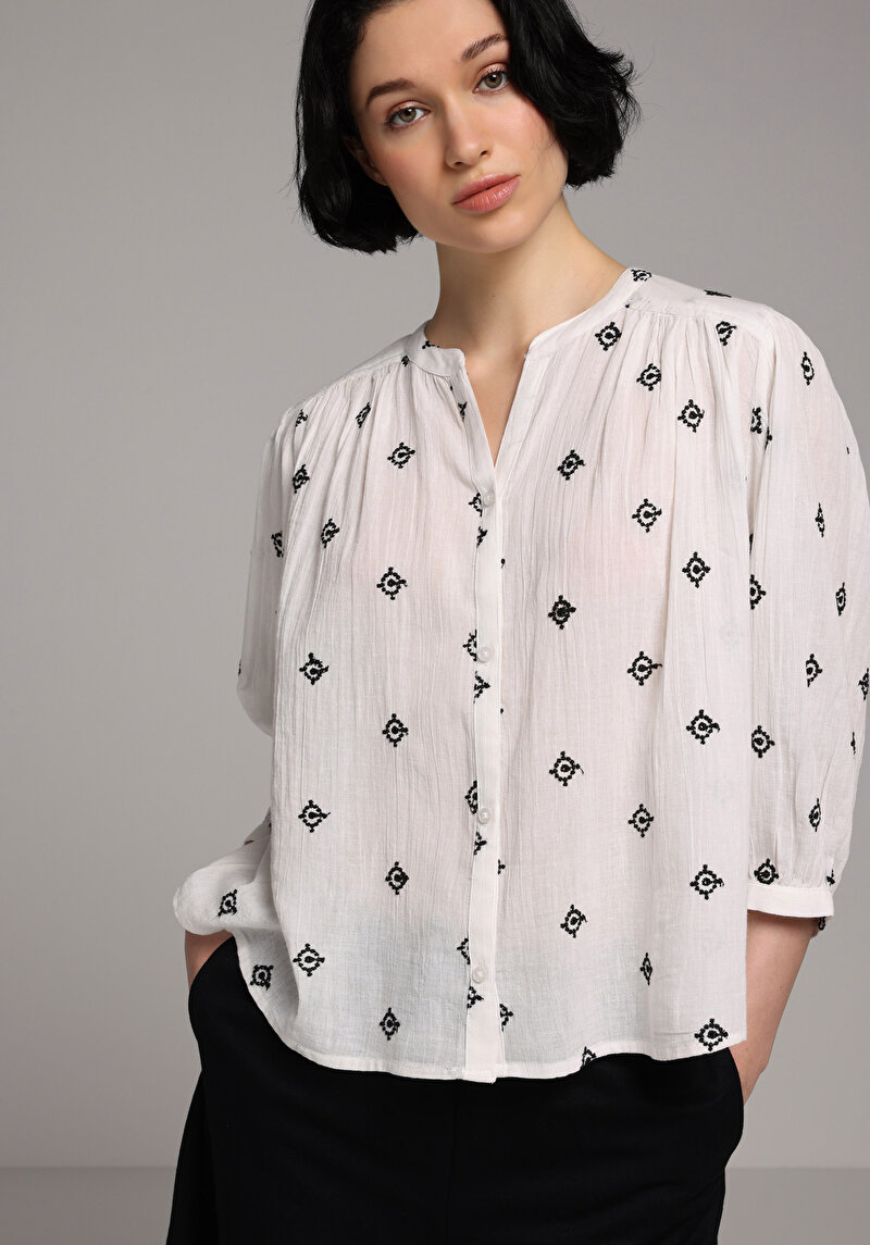 Relaxed Fit Kadın Beyaz Gömlek