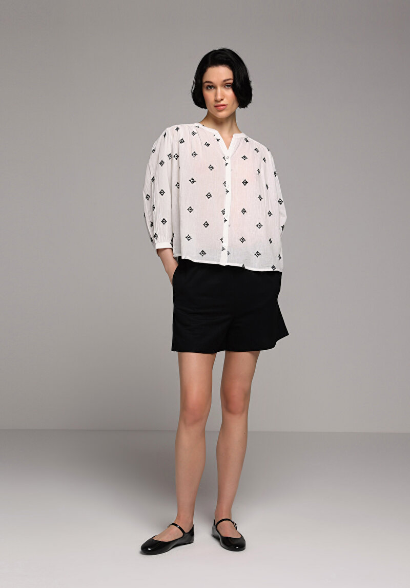Relaxed Fit Kadın Beyaz Gömlek