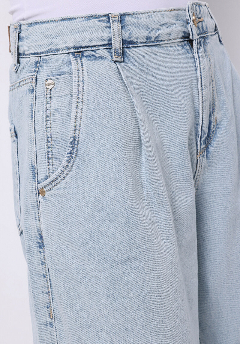 Barrel Fit   Kadın İndigo Jean Pantolon