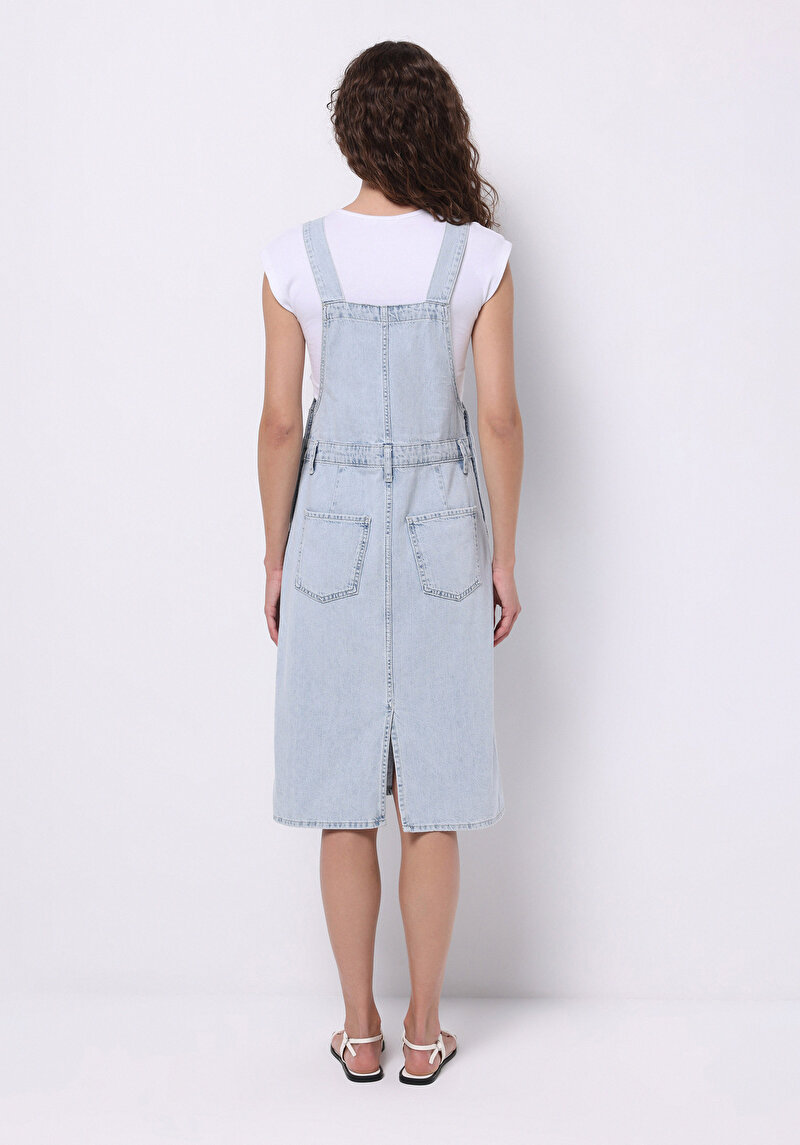 Regular Fit Düz Kadın Mavi Ecologic Kolsuz Elbise