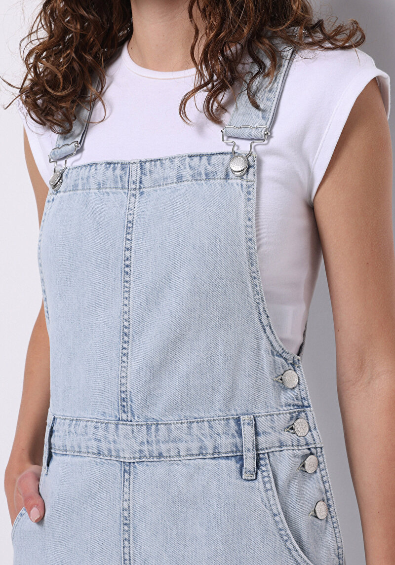 Regular Fit Düz Kadın Mavi Ecologic Kolsuz Elbise