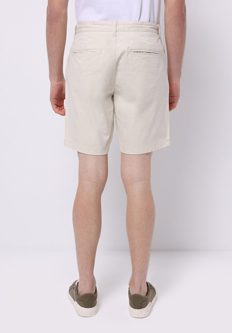 Regular Fit Orta Bel Düz Erkek Taş Şort
