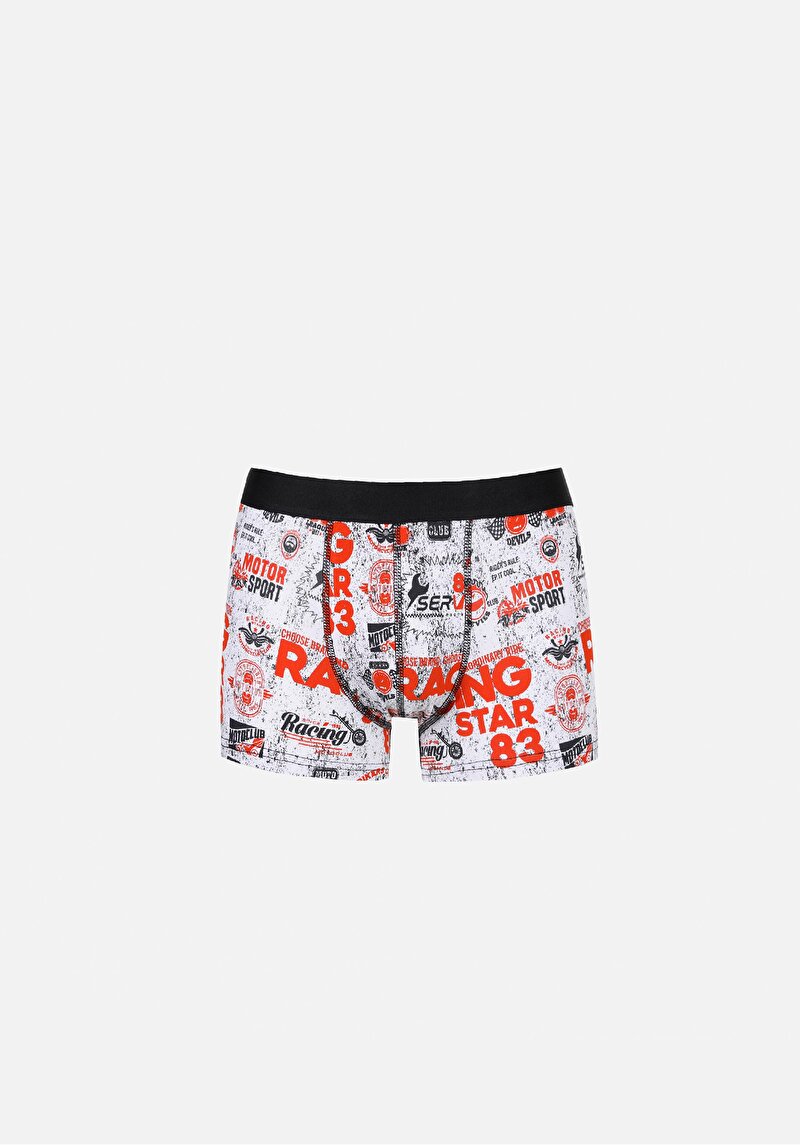 Modern Fit Baskılı Erkek Ekru Boxer