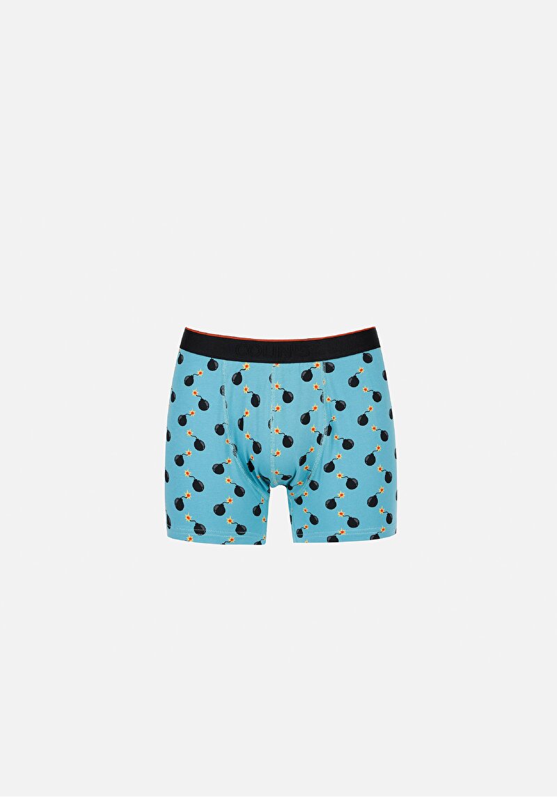Modern Fit Baskılı Erkek Yeşil Boxer