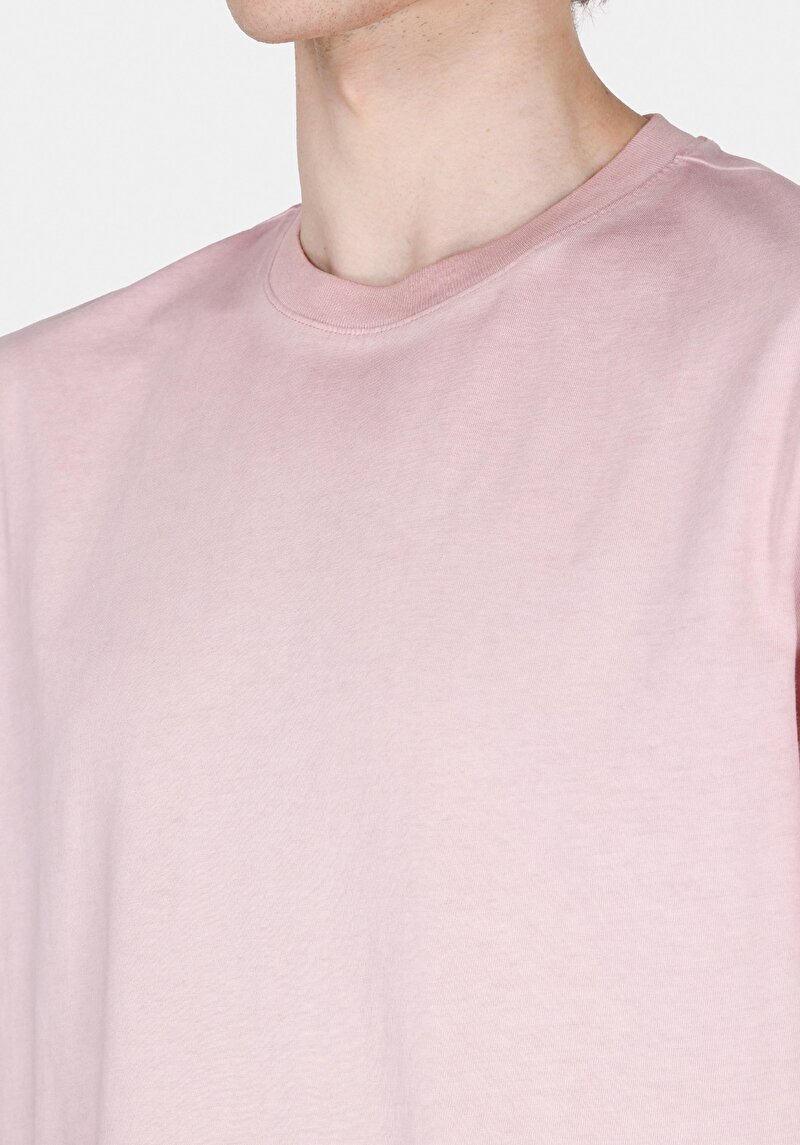 Regular Fit Yuvarlak Yaka Düz Erkek Pembe Kısa Kol Tişört