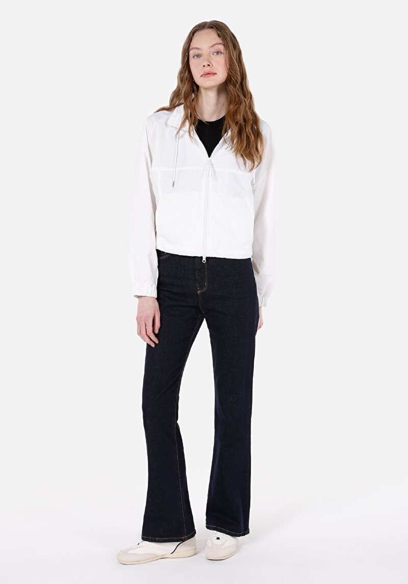 Regular Fit Kadın Beyaz Yağmurluk