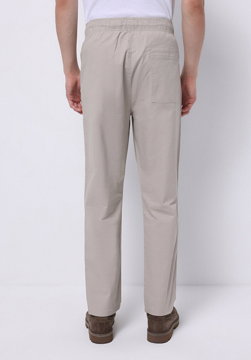Comfort Fit Orta Bel Uzun Paça Erkek Bej  Pantolon
