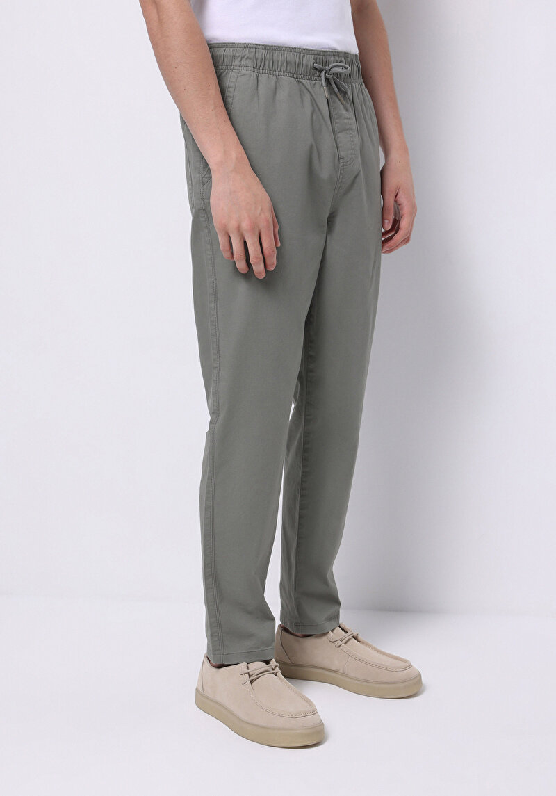 Comfort Fit Orta Bel Uzun Paça Erkek Yeşil Pantolon