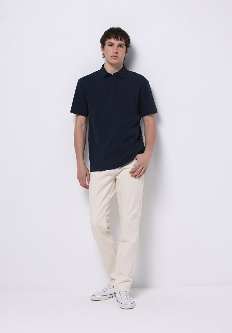 Straight Fit Düşük Bel Düz Paça Erkek Bej Jean Pantolon