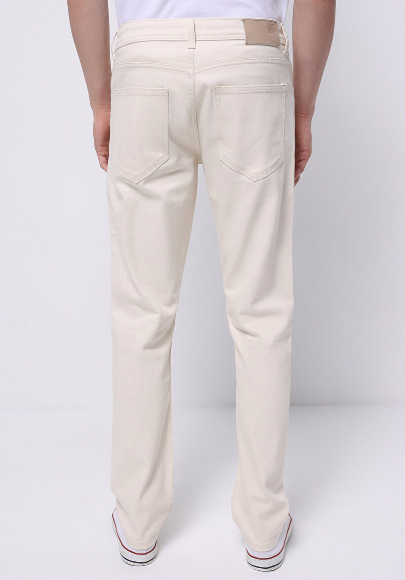 Straight Fit Düşük Bel Düz Paça Erkek Bej Jean Pantolon