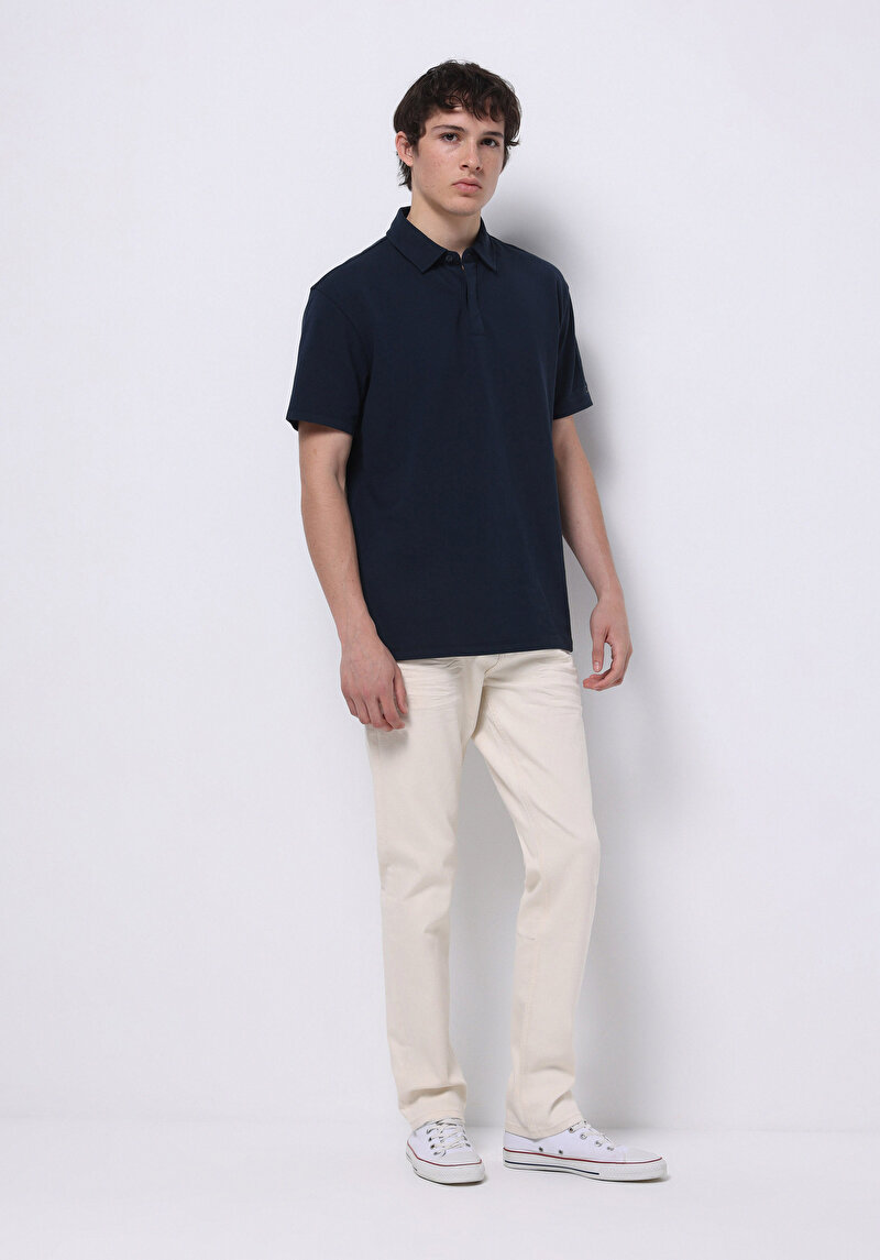 Straight Fit Düşük Bel Düz Paça Erkek Bej Jean Pantolon