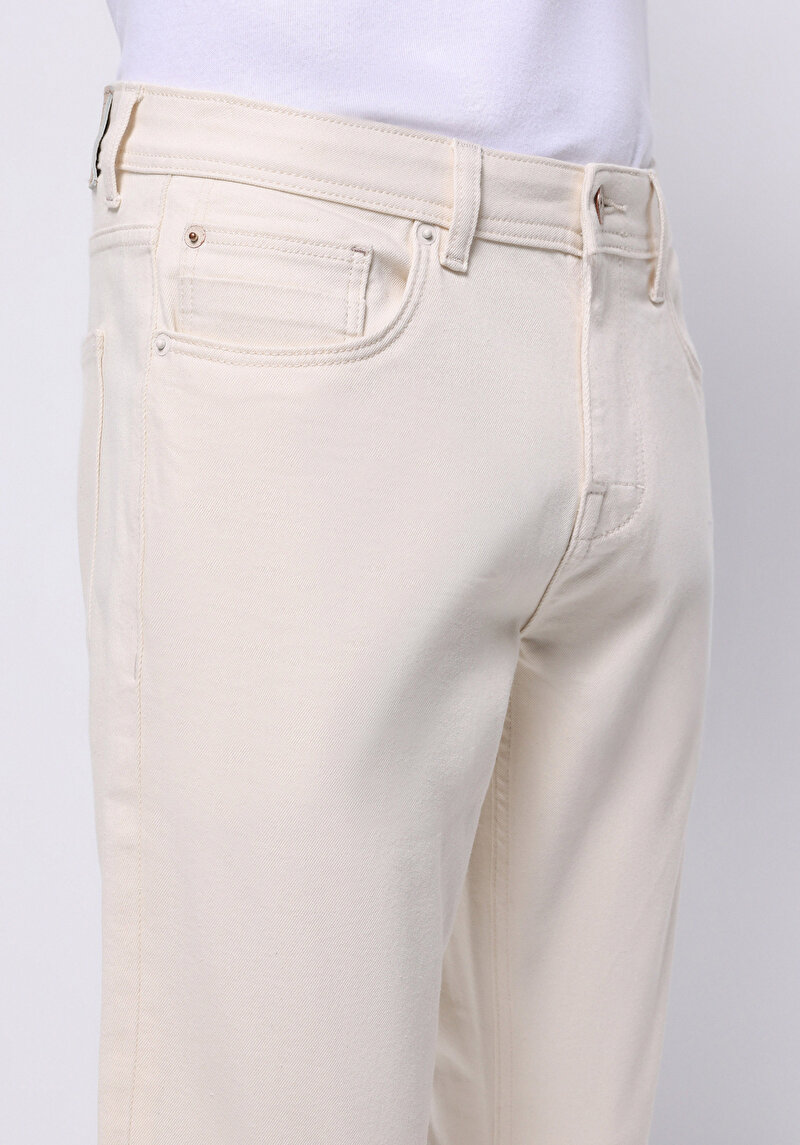 Straight Fit Düşük Bel Düz Paça Erkek Bej Jean Pantolon