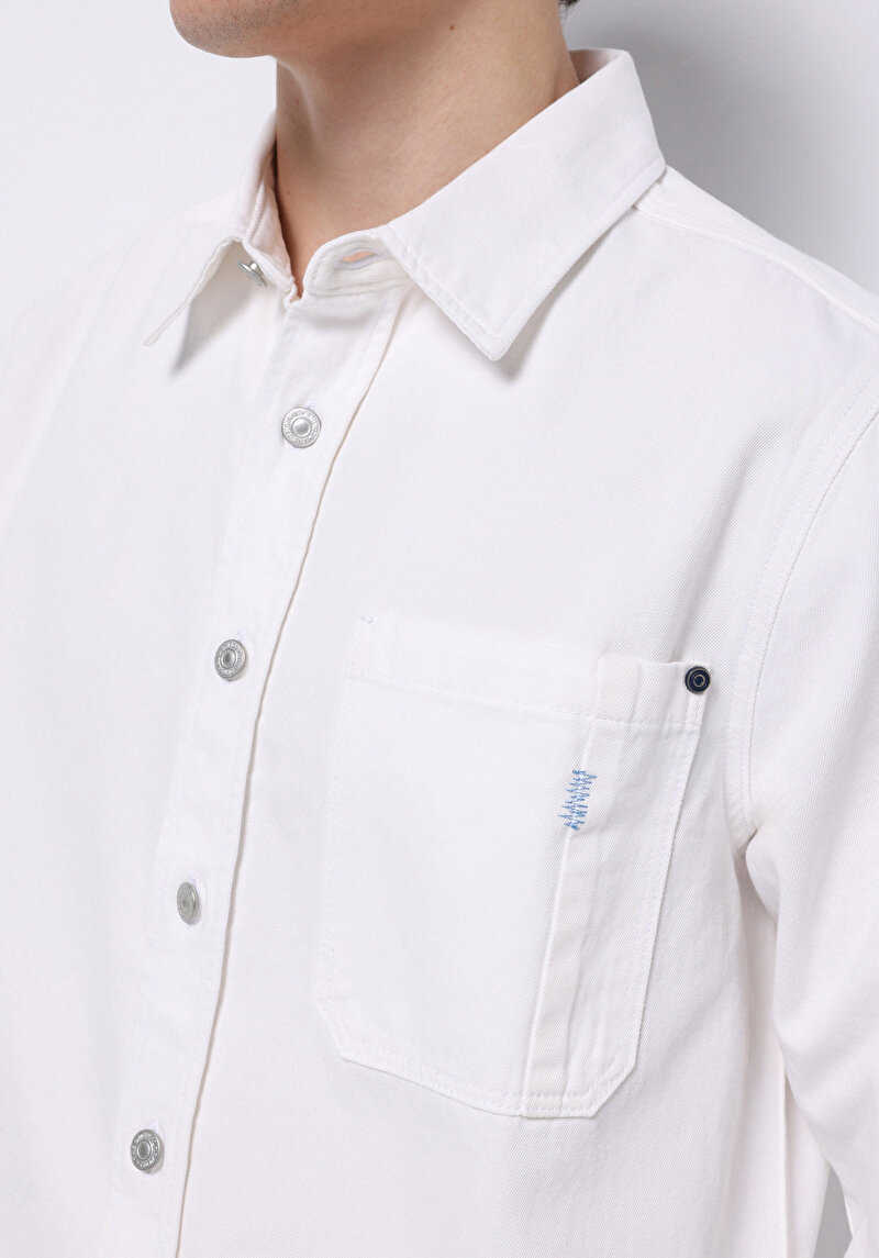 Regular Fit Klasik Yaka Düz Erkek Bej Ecologic Uzun Kol Gömlek