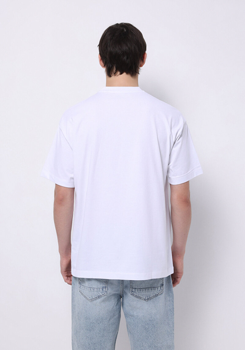 Comfort Fit Yuvarlak Yaka Düz Erkek Tokyo Yazılı Beyaz Kısa Kol Tişört