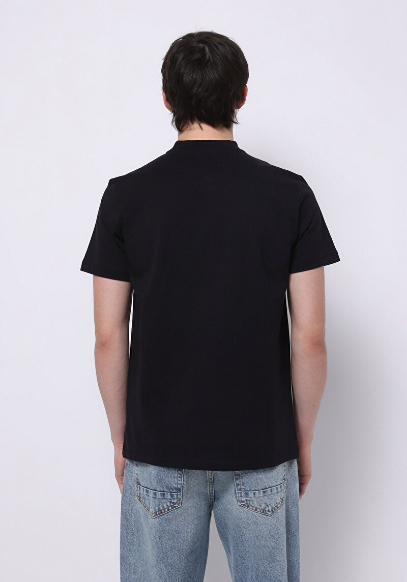 Regular Fit Yuvarlak Yaka Düz Pamuklu Cepsiz Erkek Siyah Kısa Kol Tişört