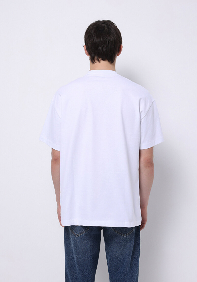Comfort Fit Yuvarlak Yaka Düz Erkek Beyaz Kısa Kol Tişört