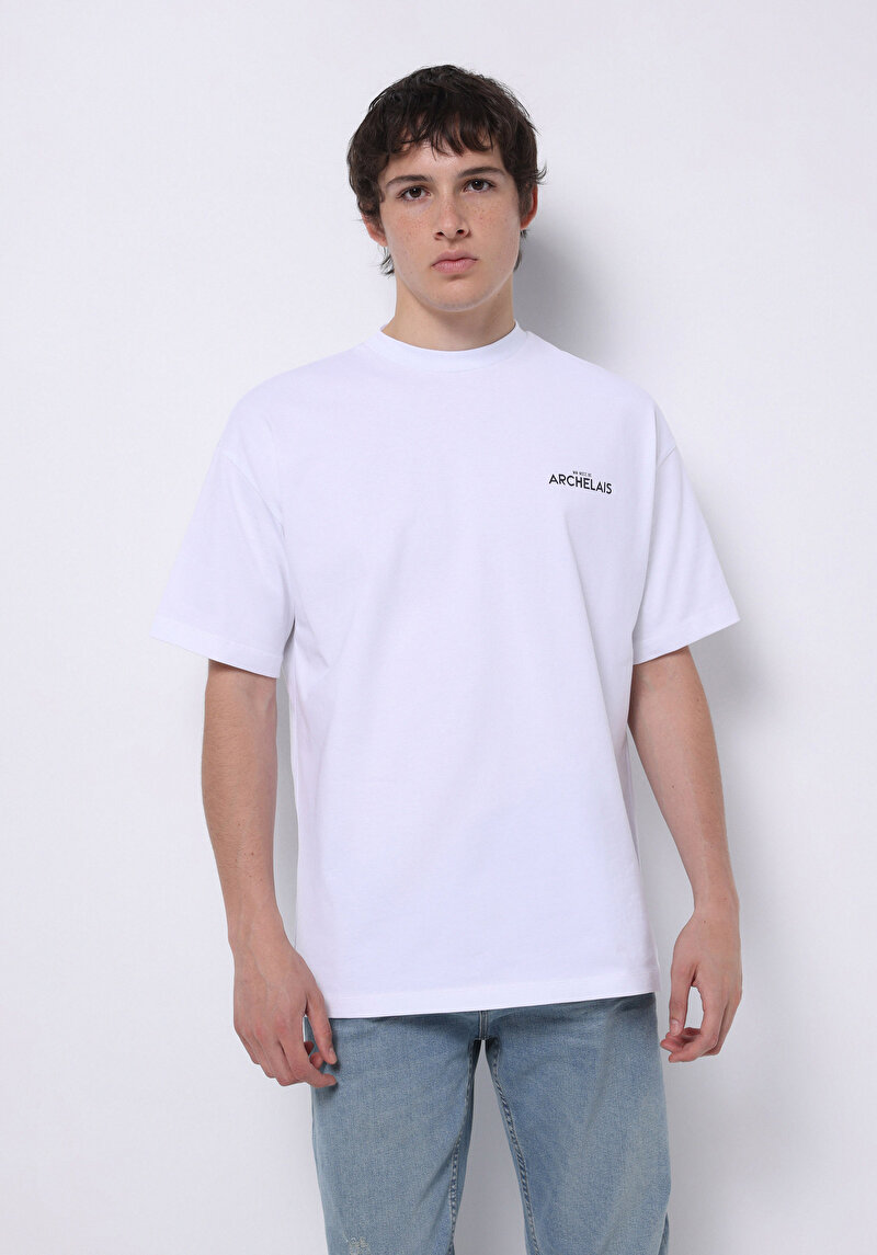 Comfort Fit Yuvarlak Yaka Düz Erkek Beyaz Kısa Kol Tişört