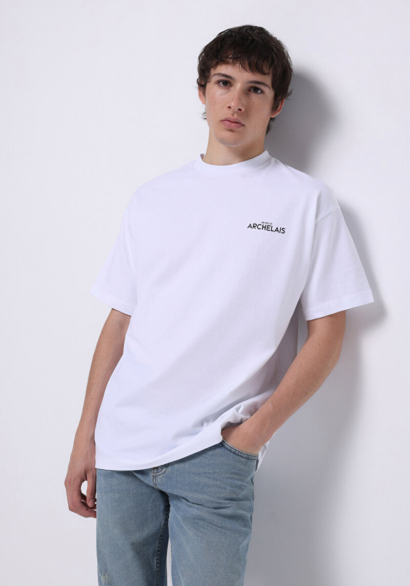 Comfort Fit Yuvarlak Yaka Düz Erkek Beyaz Kısa Kol Tişört