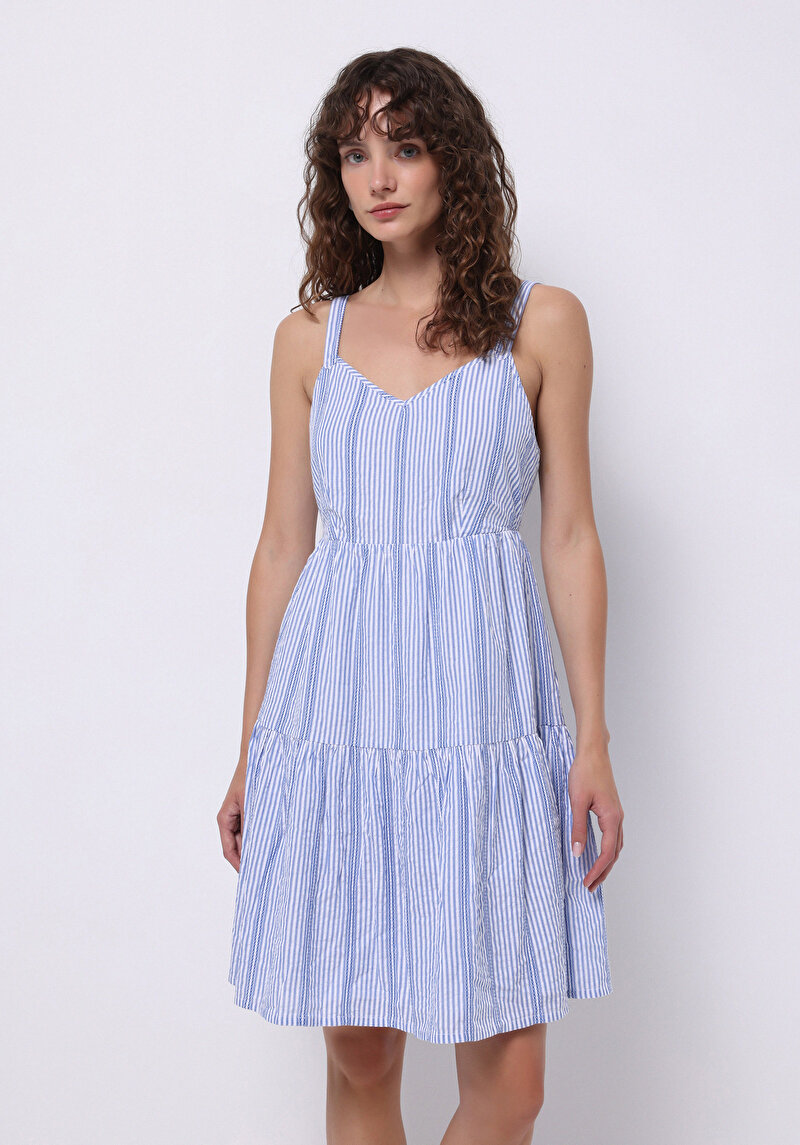 Regular Fit Pamuklu Kadın Mavi Elbise