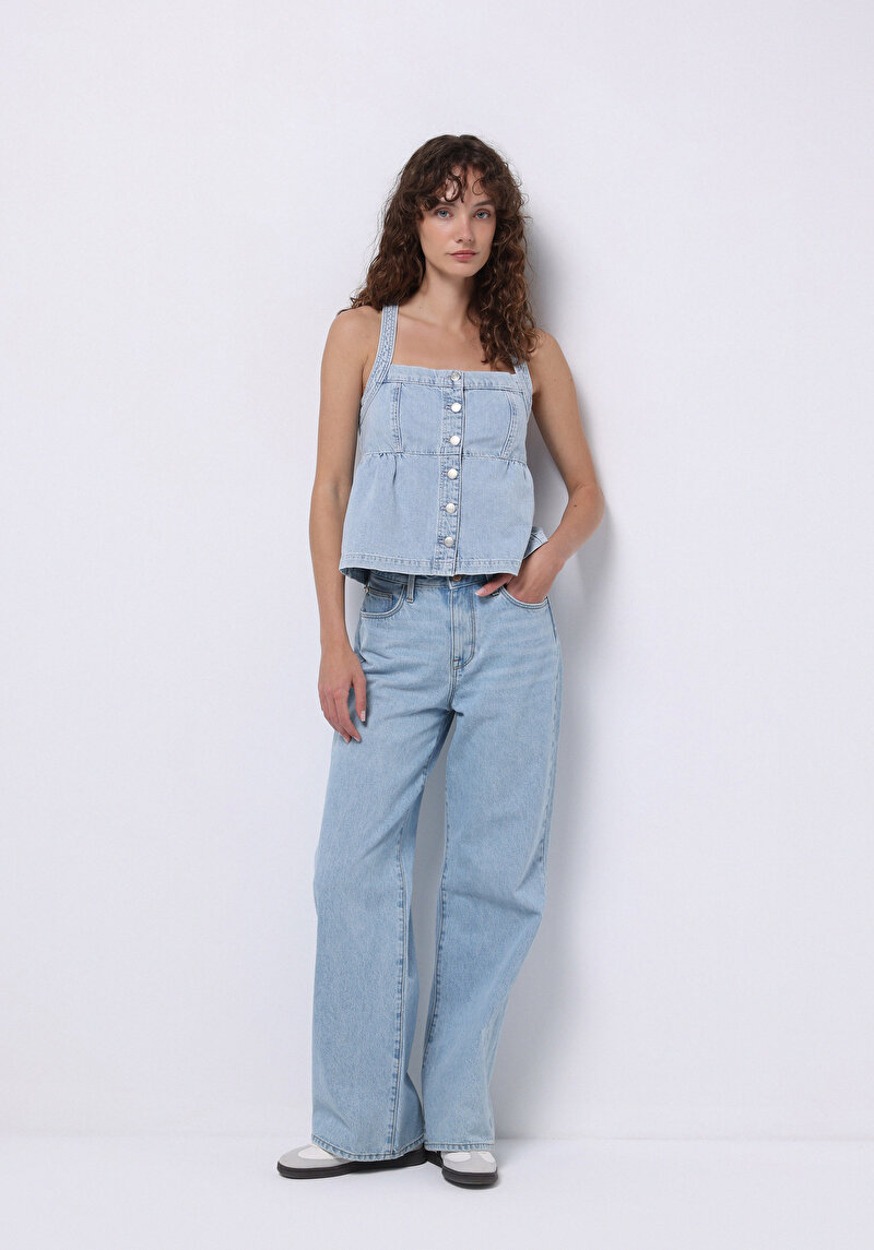 Regular Fit Kadın Mavi Gömlek