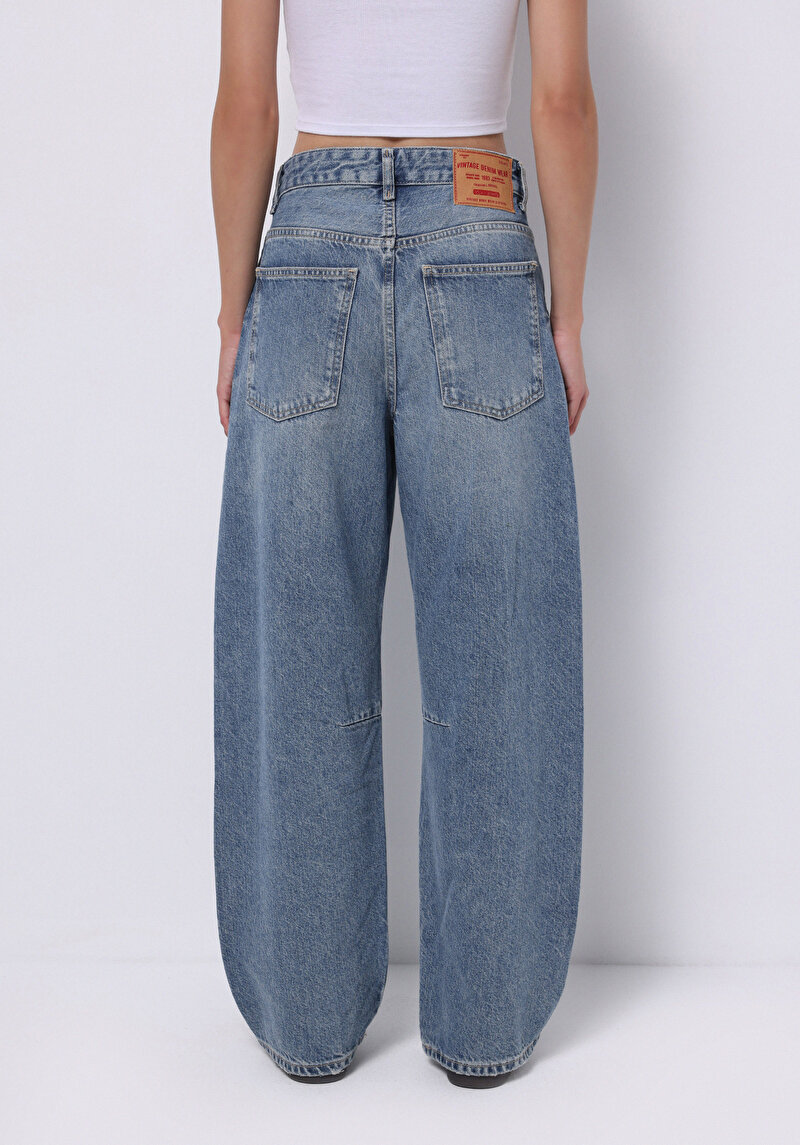 Baggy Fit Kadın İndigo Jean Pantolon