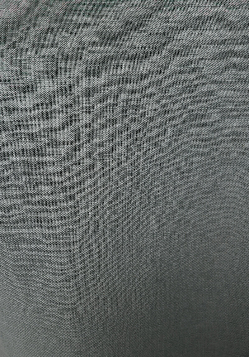 Regular Fit Shirt Neck Düz Erkek Keten Karışımlı Yeşil Kısa Kol Gömlek