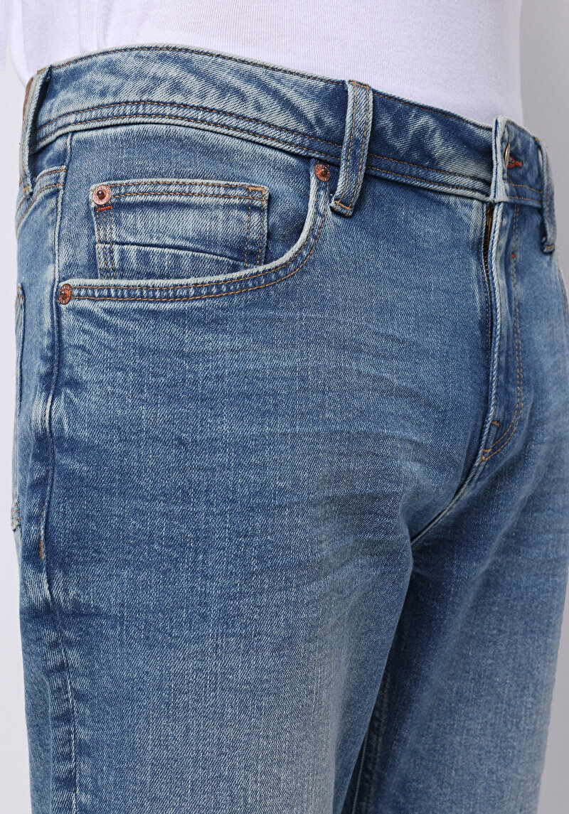 Straight Fit Düşük Bel Düz Erkek Denim Jean Şort