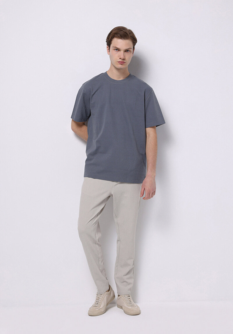 Slim Fit Orta Bel Uzun Paça Erkek Bej Pantolon