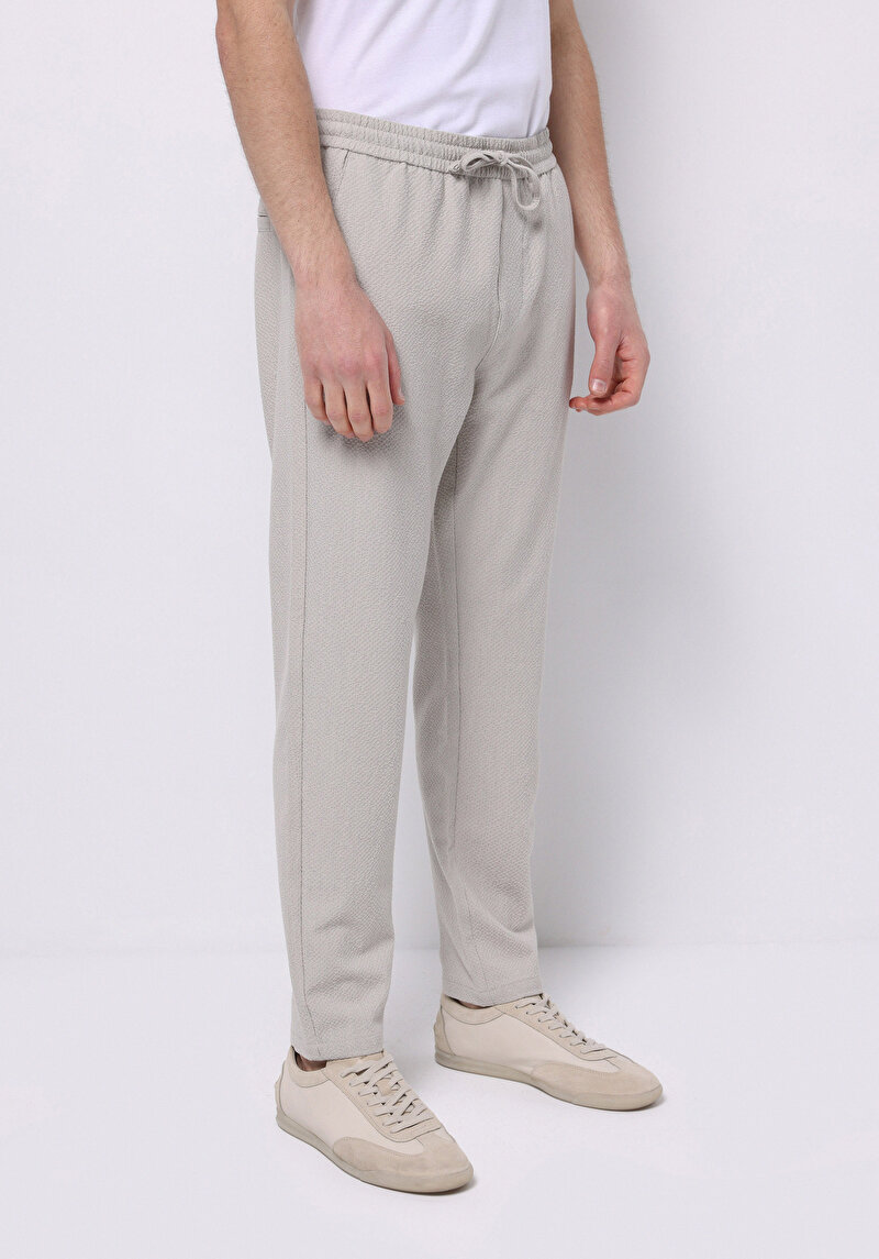 Slim Fit Orta Bel Uzun Paça Erkek Bej  Pantolon