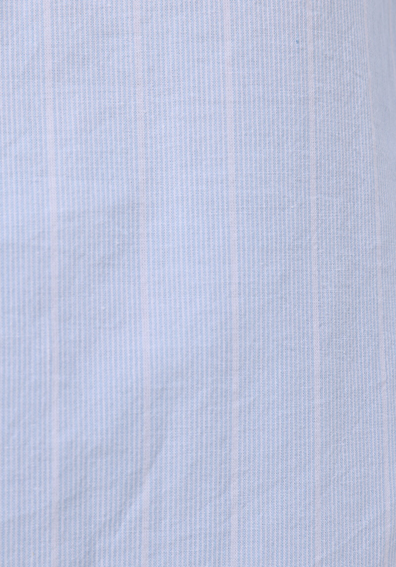 Regular Fit Shirt Neck Çizgili Kadın Mavi Roll-up Gömlek