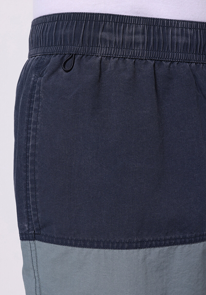 Slim Fit Baskılı Erkek Mavi Deniz Şortu
