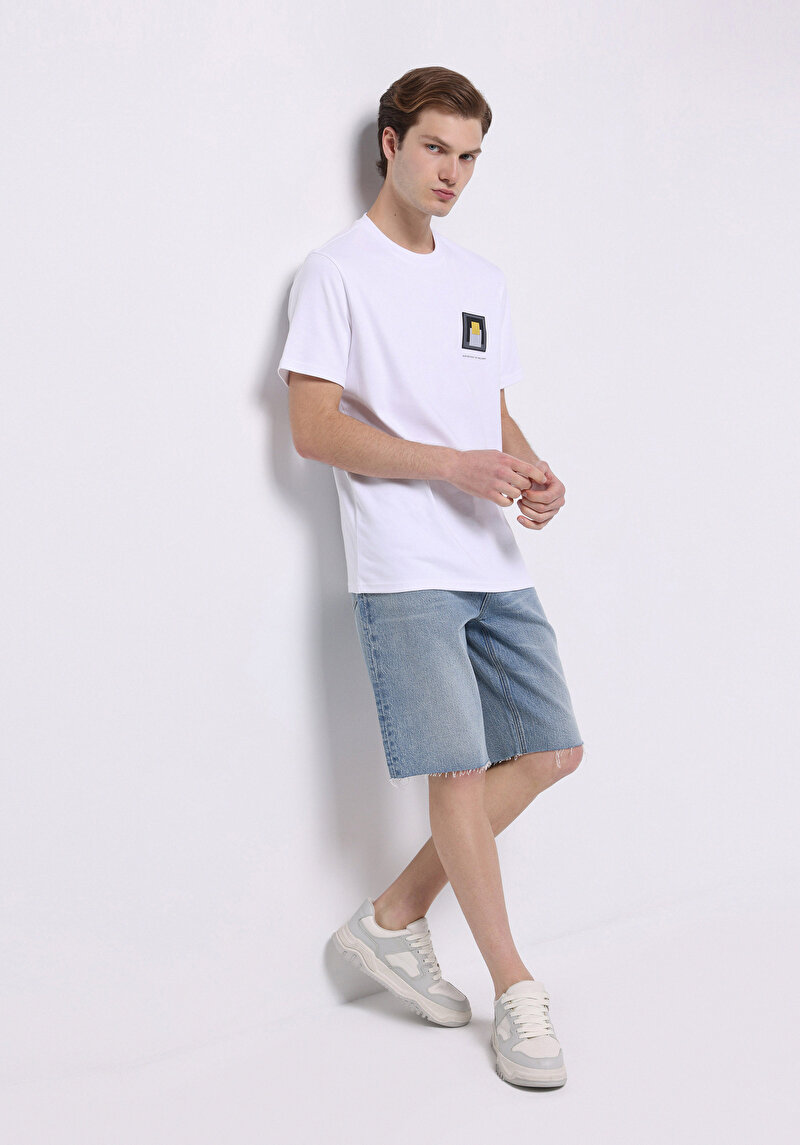 Regular Fit Yuvarlak Yaka Düz Erkek Beyaz Kısa Kol Tişört