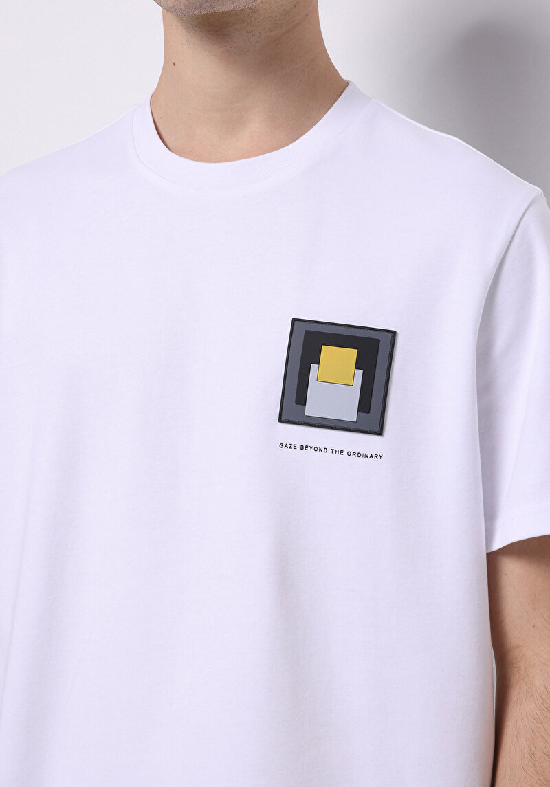 Regular Fit Yuvarlak Yaka Düz Erkek Beyaz Kısa Kol Tişört