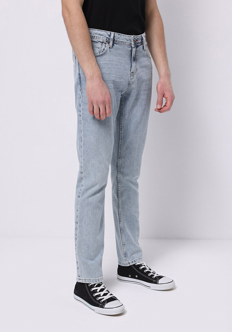 Straight Fit Düşük Bel Düz Paça Erkek İndigo Ecologic Jean Pantolon