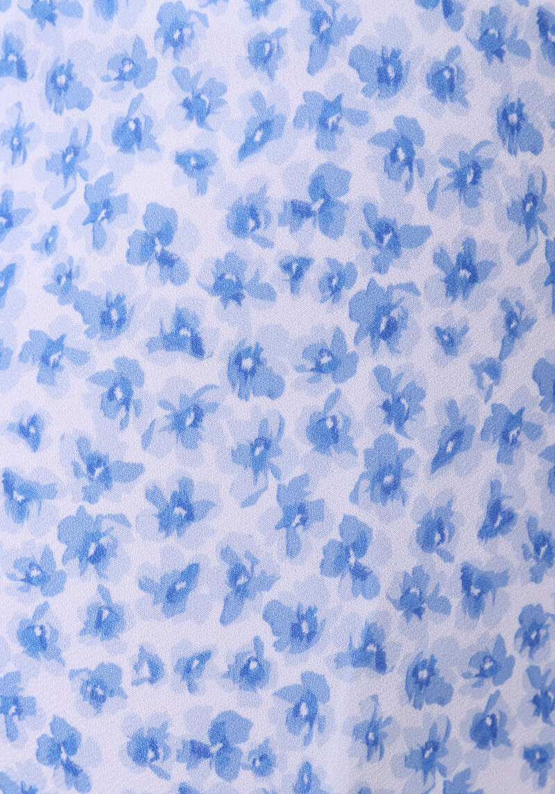 Midi Baskılı Fermuarlı Kadın Mavi Etek