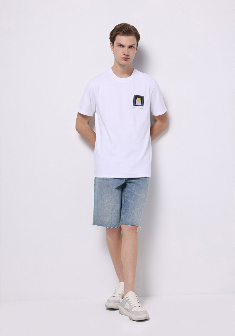 Straıght Fıt Düşük Bel Düz Erkek İndigo Jean Şort