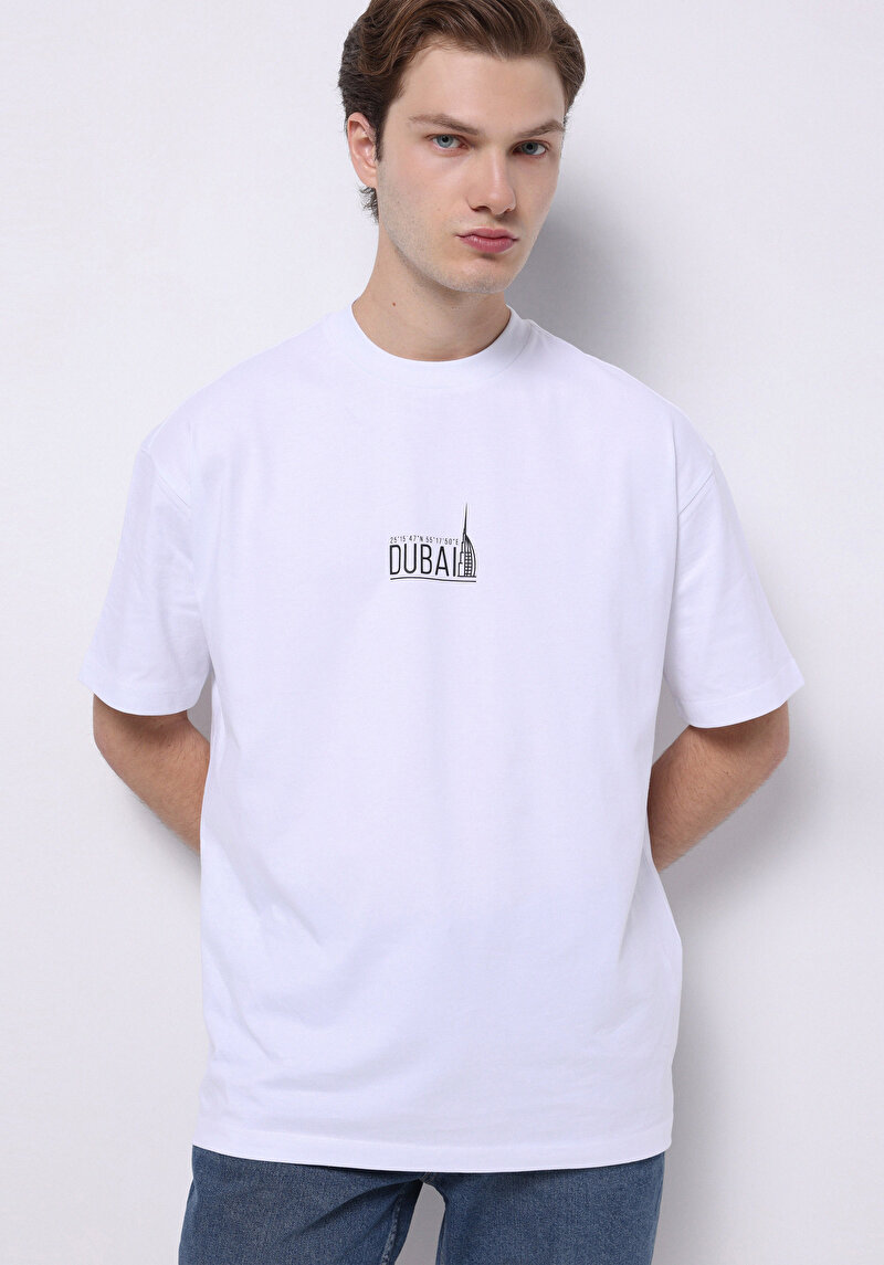 Comfort Fit Yuvarlak Yaka Düz Erkek Beyaz Kısa Kol Tişört