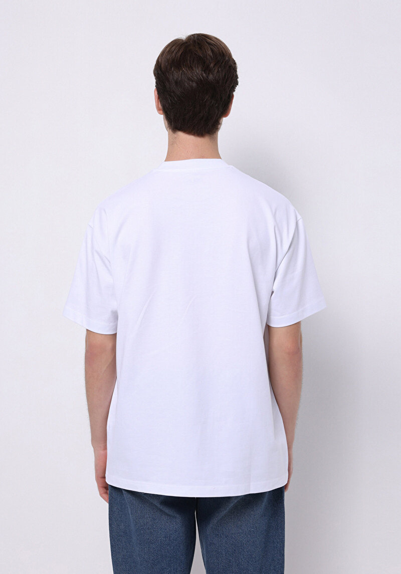 Comfort Fit Yuvarlak Yaka Düz Erkek Beyaz Kısa Kol Tişört