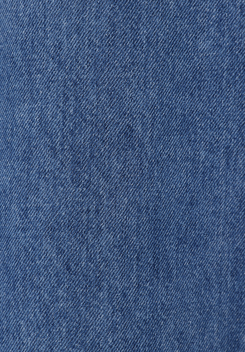 Slim Fit Düz Düğmeli Kadın Mavi Etek