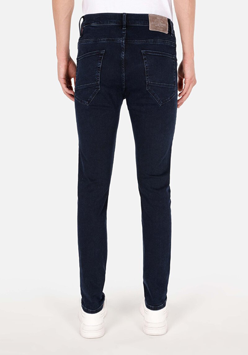 Skinny Fit Düşük Bel Dar Paça Erkek Lacivert Denim Jean Pantolon