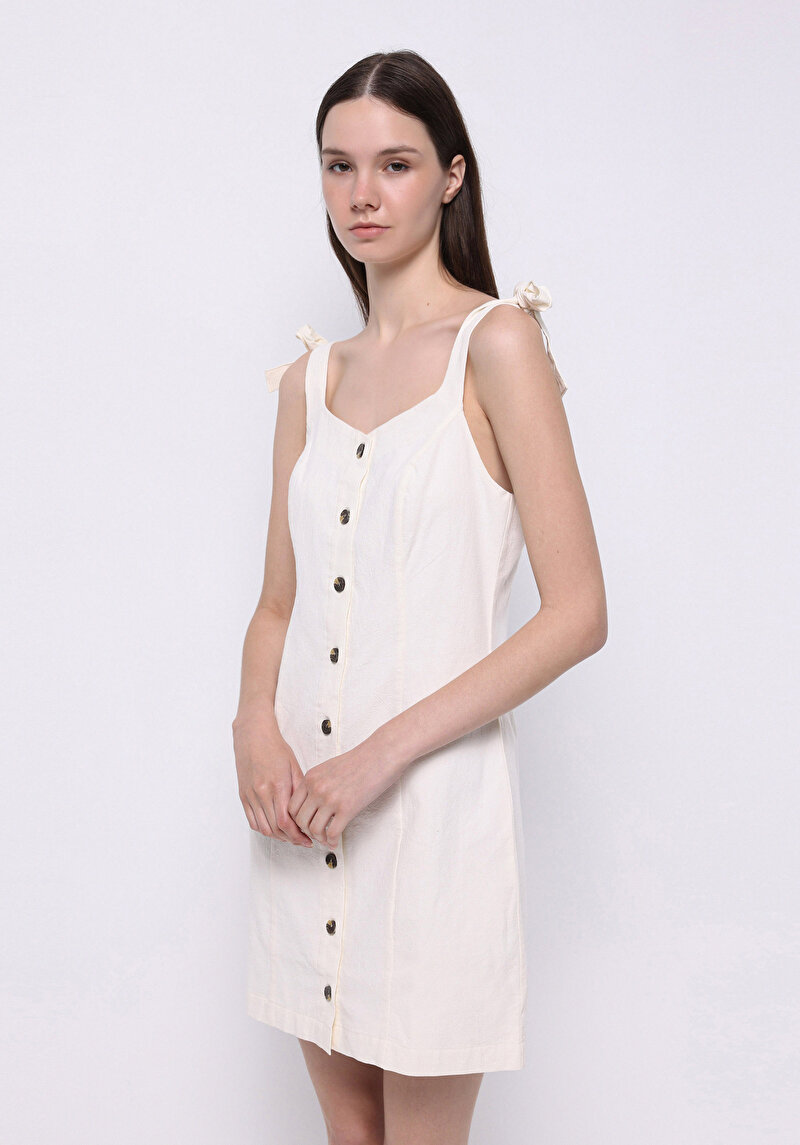 Slim Fit Kadın Beyaz Elbise