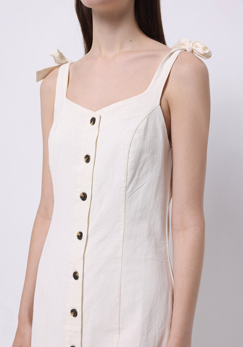 Slim Fit Kadın Beyaz Elbise