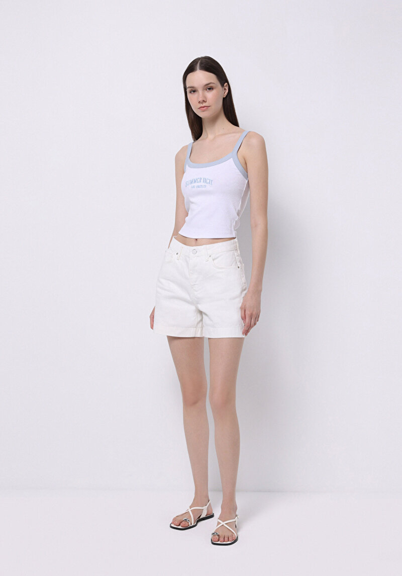 Slim Fit Kadın Beyaz Atlet