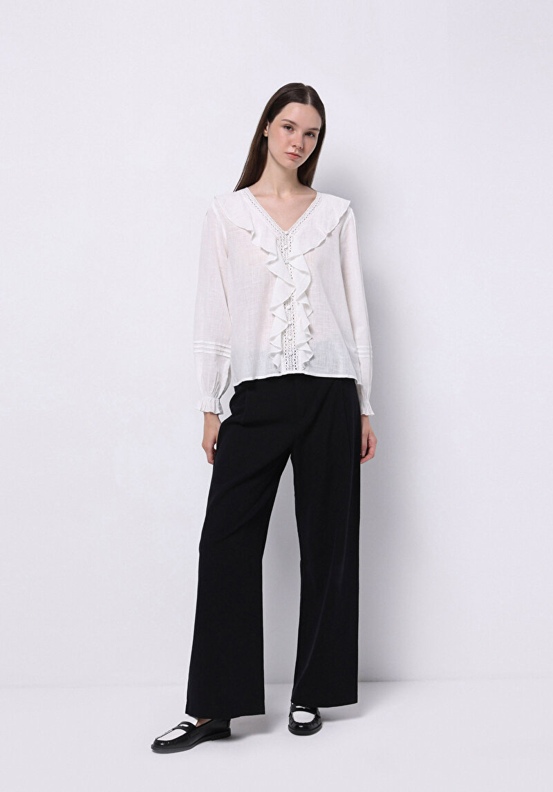 Regular Fit Pamuklu Kadın Beyaz Gömlek