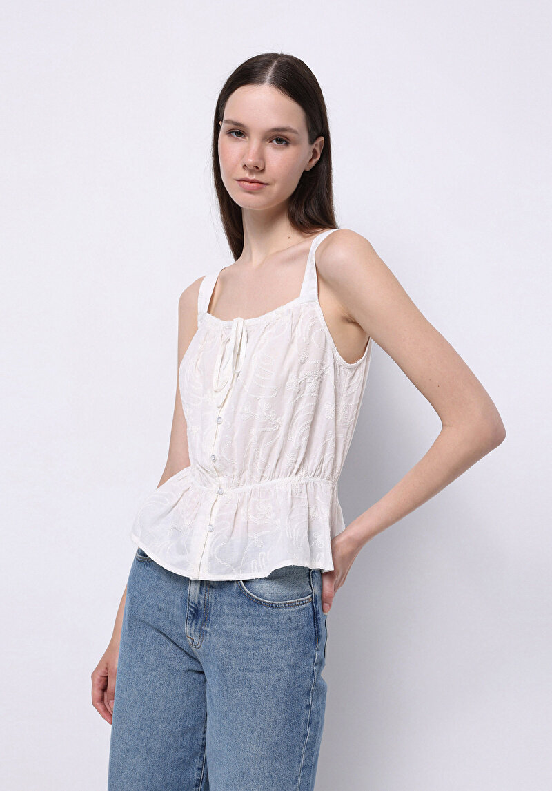 Slim Fit Kadın Ekru Gömlek