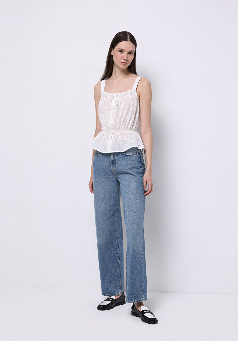 Slim Fit   Kadın Ekru  Gömlek