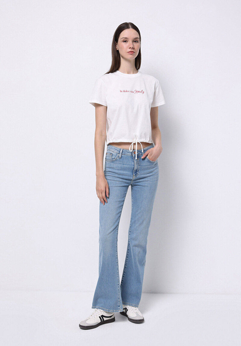 Regular Fit Orta Bel Bootcut Kadın İndigo Jean Pantolon